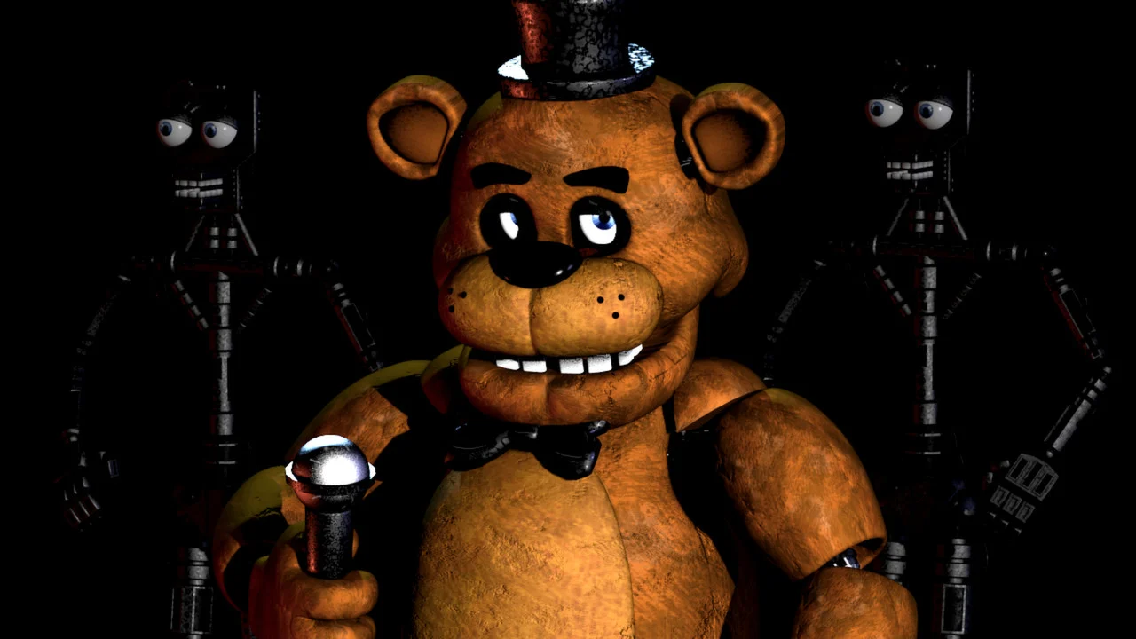 Five Nights at Freddy's office, with camera buttons, doors, lights, and a power meter
